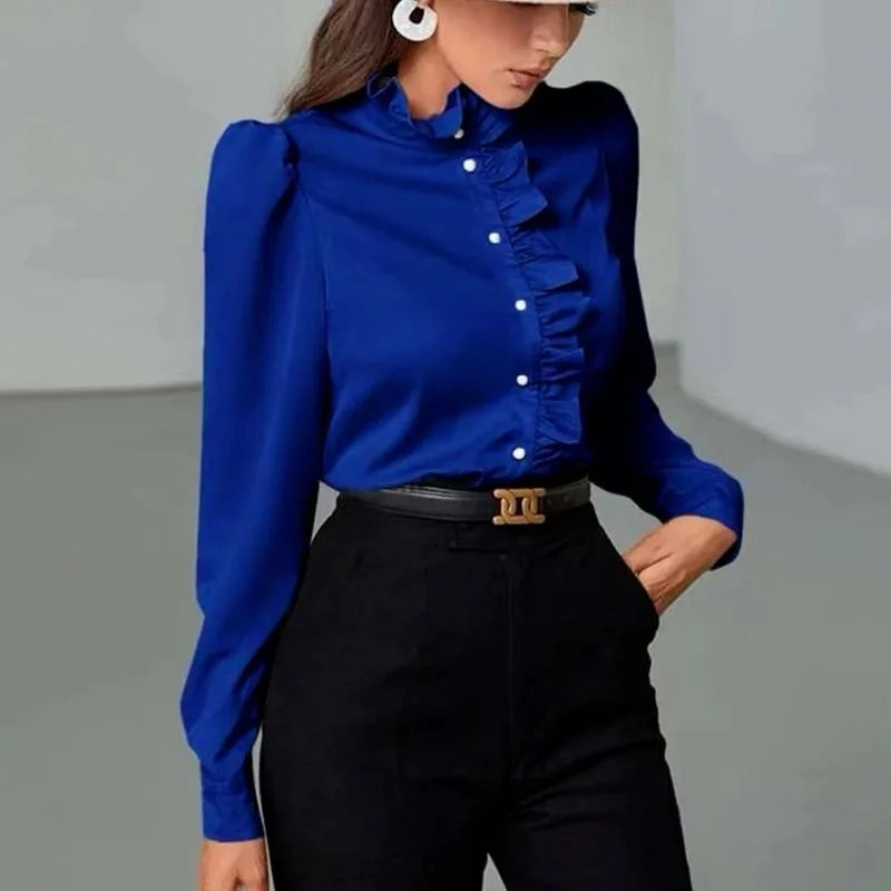 Elegant Women Ruffles Long Sleeve Blouse