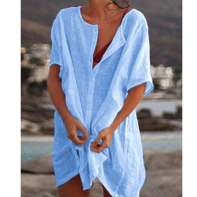 Cotton Tunic Blouse/ Beach blouse