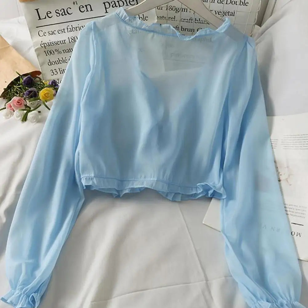 Thin Chiffon Casual Lace Bow Sun Protection Cardigan