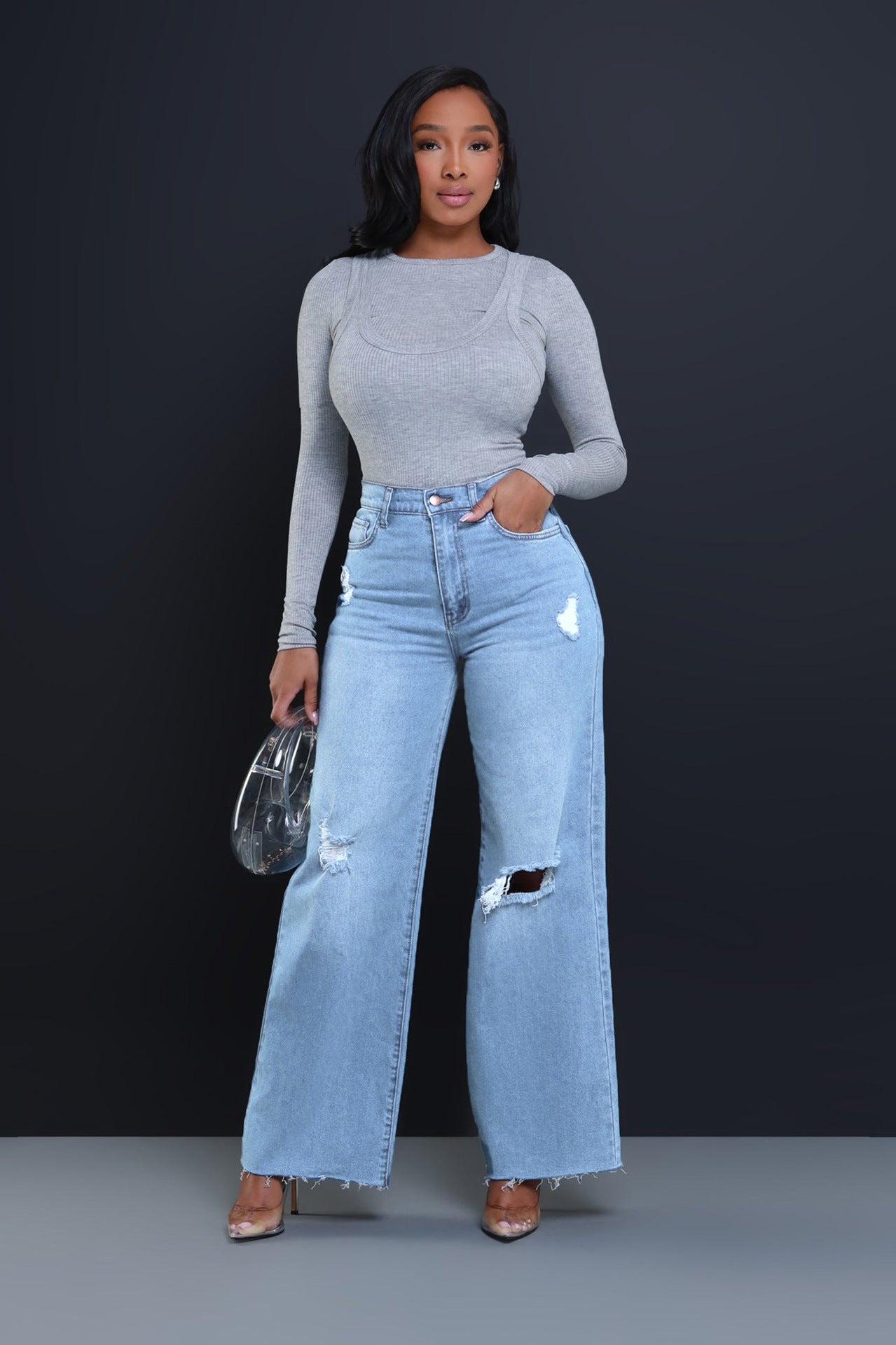 Women's Ripped High Waist Loose Jeans