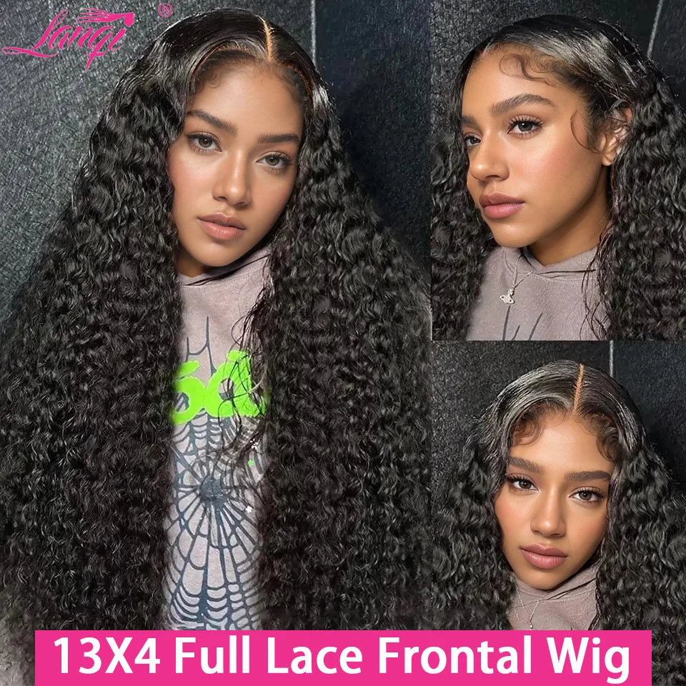 Curly Human Hair Lace Frontal Wig  Brazilian Remy