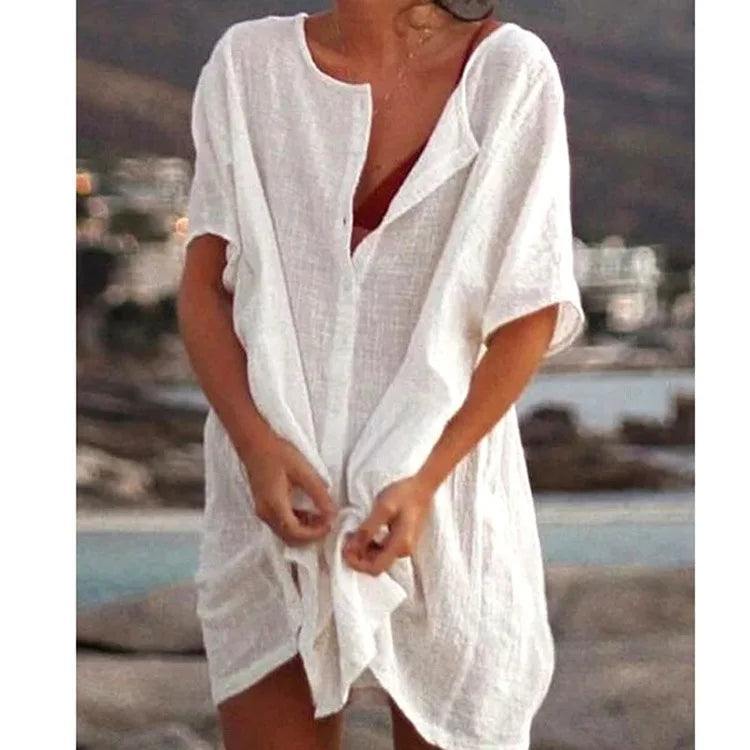 Cotton Tunic Blouse/ Beach blouse