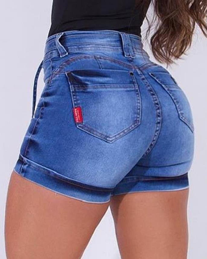 Casual High Waist Denim Shorts