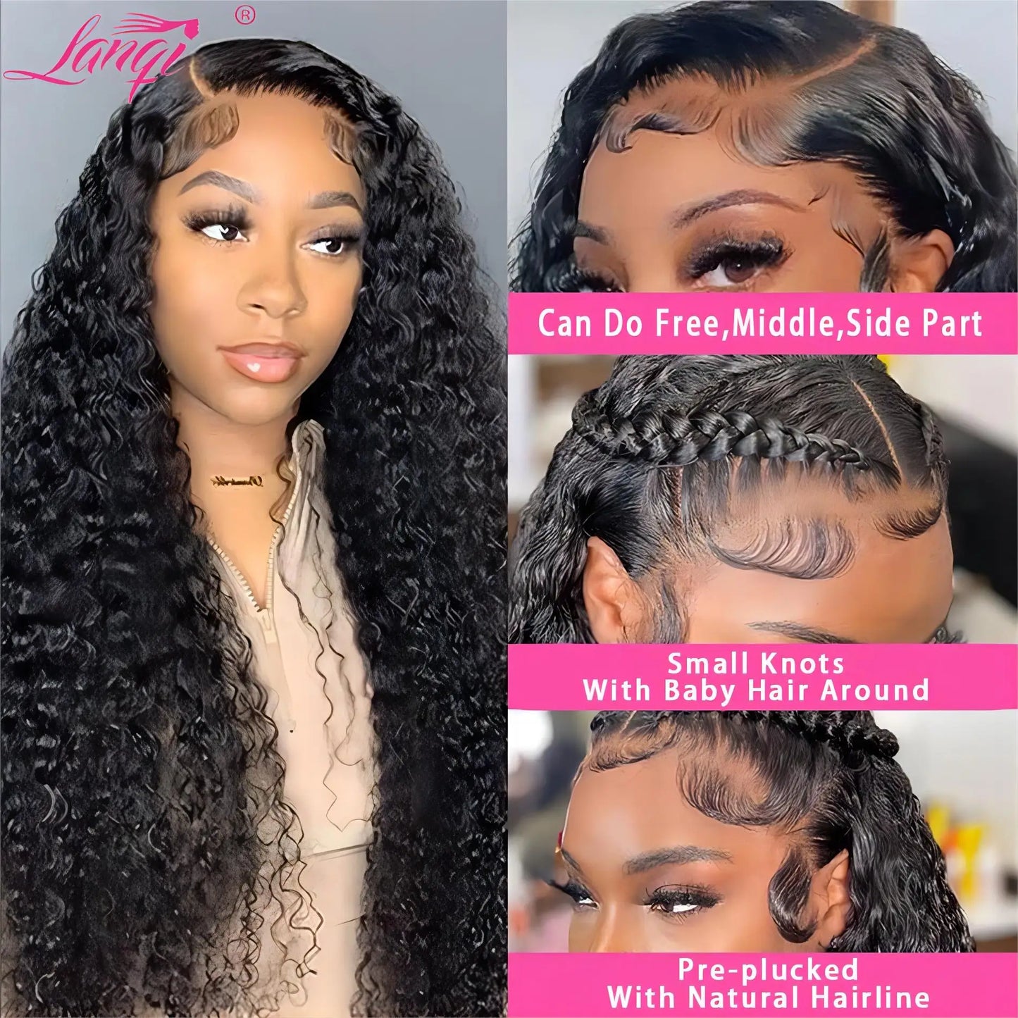 Curly Human Hair Lace Frontal Wig  Brazilian Remy