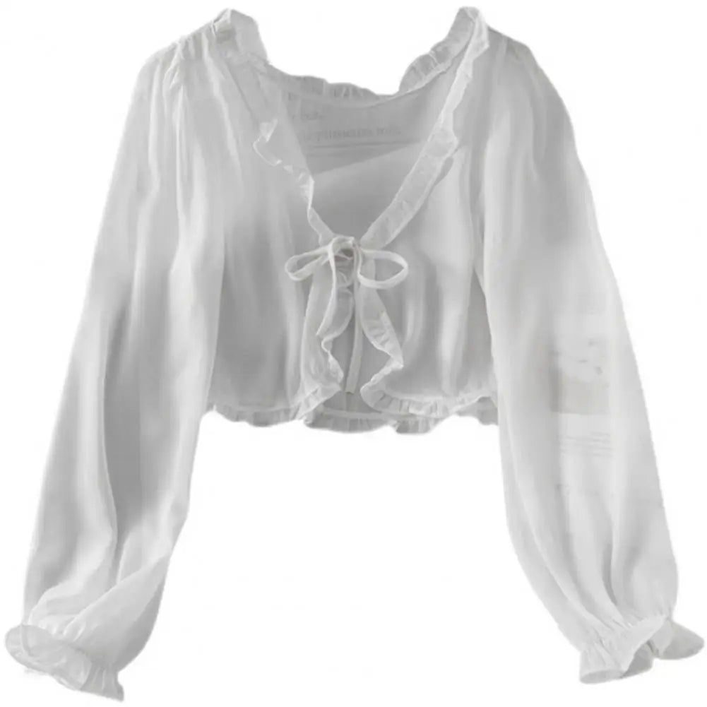 Thin Chiffon Casual Lace Bow Sun Protection Cardigan