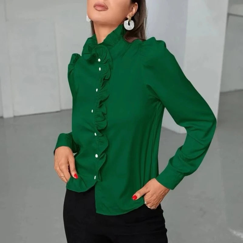 Elegant Women Ruffles Long Sleeve Blouse