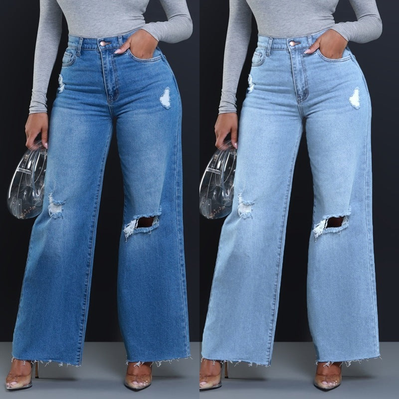 Women's Ripped High Waist Loose Jeans