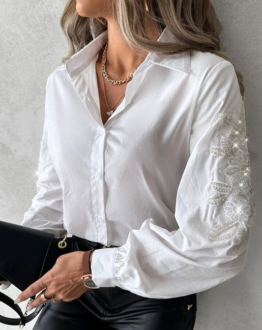 Elegant Floral Sequin Embroidered Top