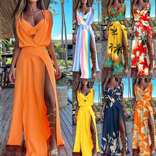 Sleeveless Backless Two Piece Suit